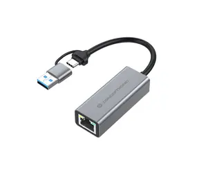 Conceptronic USB-C/USB-A – GbE šedá / Síťový adaptér / 5 Gbit/s USB / 0,18 m