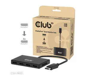 Club 3D CSV-7400 / MST hub / DisplayPort 1.4 na 4x DisplayPort / 4x 4K30Hz / 8K30Hz