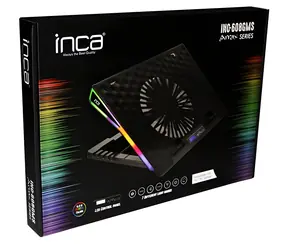 INCA INC-608GMS černá / Chladicí podstavec pro notebook / 1x ventilátor 185mm / RGB podsvícení / 800RPM / 2x USB