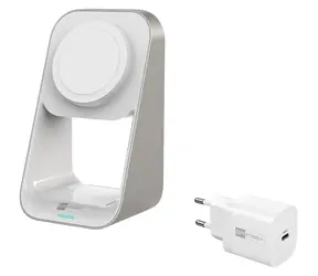 ER POWER MagSafe bílá / Bezdrátová nabíječka 2v1 / 15W / GaN adaptér 33W / MFM certifikace
