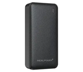RealPower PB-20000 SSB černá / Powerbanka 20 000 mAh / Pevnolátková baterie / USB-C 20W / USB-A 22,5W