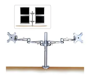 Lindy Dual-Monitorarm stříbrná / Rameno pro dva monitory / VESA 75x75 a 100x100 mm / nosnost 6 kg / uchycení stůl