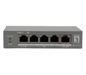 LevelOne GEP-0531 / Switch / Unmanaged / 5x GE / 4x PoE (3x PoE+, 1x Hi-PoE) / 60W PoE