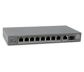 LevelOne PoE+ switch 8x GbE 120W / Switch / Unmanaged / 8x PoE+ portů / GbE + SFP uplink / plastové tělo