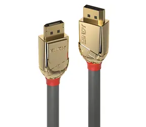 Lindy Gold Line šedá / DisplayPort kabel / 1 m / 8K 60Hz / pozlacené konektory