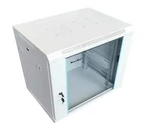 XtendLan 19" šedá / Nástěnný rozvaděč / 12U / 600×600 mm / jednodílný / skleněné dveře