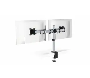 Durable SELECT stříbrná / Stolní držák pro dva monitory / do 27" / VESA 75-100 mm / nosnost 8 kg