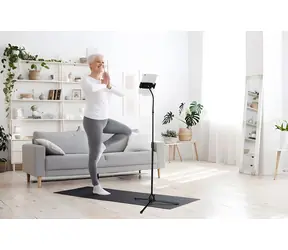Durable TWIST COMBI černá / Podlahový stojan na tablet a mobil / nastavitelný / do 169 cm / nosnost 0,8 kg