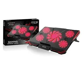 INCA INC-611GMS / Chladicí podstavec pro notebook / 5x ventilátor / LED podsvícení / 2x USB / do 17 palců