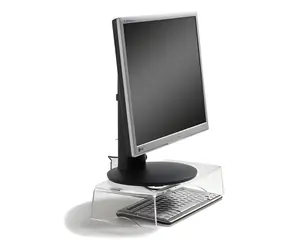BakkerElkhuizen Q-riser 90 transparentní / Podstavec pod monitor / Akryl / Nosnost 10 kg / Výška 95 mm