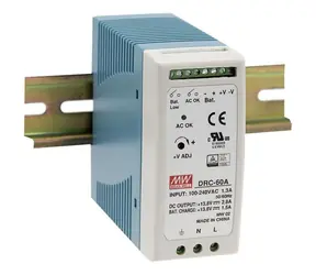 Mean Well DRC-60A / Napájecí zdroj / 12-15V / 2,8A / výstup na baterii 1,5A / DIN lišta