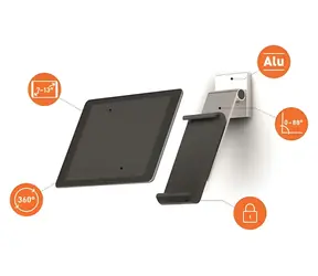 Durable WALL PRO stříbrná / Držák tabletu / nástěnný / sklopný / otočný 360° / 7-13"