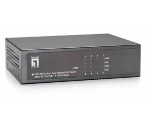 LevelOne PoE+ switch 8x FE / Switch / 4x PoE+ + 4x FE / 65 W / kovové tělo / Rack 19”