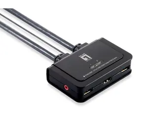 LevelOne KVM switch 2 porty černá / KVM switch / USB / HDMI / 1920x1200 / kabel 1,2 m