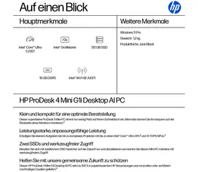 HP ProDesk 4 Mini G1i AI černá (B6YZ8ET#ABD) / Mini počítač / Intel Core Ultra 5 235T / 16GB / 512GB SSD