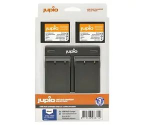 Jupio Set 2x baterie BLX-1 a nabíječka pro OM System / Sada baterie a nabíječky / 2280 mAh / USB dual nabíječka