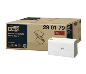 Tork Advanced H3 zelené / Papírový ručník skládaný / Singlefold / 2vrstvý / 15x250 ks
