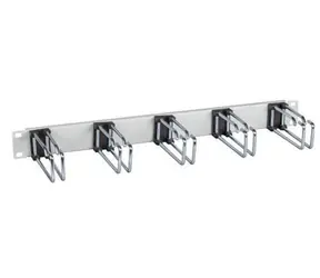 EFB 19" šedý / Vyvazovací panel / 1U / 5x úchytka pro LWL kabely
