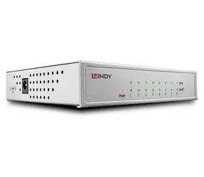 Lindy Gigabit Switch 8-port černá / Switch / Managed / PoE / Kovové tělo