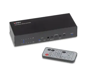 Lindy 4x2 HDMI Matrix Switch černá / HDMI 2.0 / 18 Gbit/s / 4 vstupy / 2 výstupy / 4K60Hz / HDCP 2.2