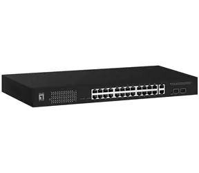 LevelOne GEP-2841 / Switch / 24x GE PoE+ / 2x SFP / 375 W PoE / Managed L2 / 19"