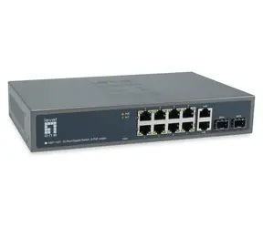 LevelOne GEP-1221 / PoE+ switch / 8x GbE PoE+ / 2x GE / 2x SFP / 150W / Unmanaged / 19" kov