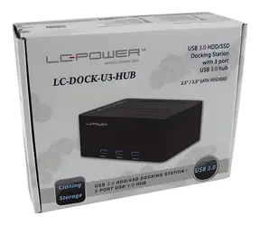 LC Power Dokovací stanice 2x HDD/SSD černá / Dokovací stanice / USB 3.0 / 2,5" a 3,5" HDD/SSD / Hot-swap / 3x USB hub