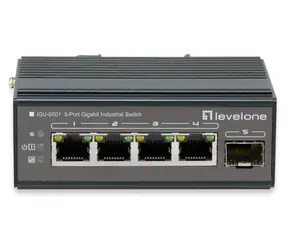 LevelOne IGU-0501 černá / Průmyslový switch / 4x GE / 1x SFP / Neřízený / DIN lišta