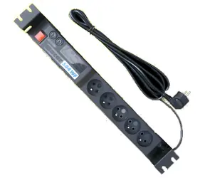 Opticord ACAR A-504WF černá / Napájecí panel / 19" / 2U / 5x zásuvka / přepěťová ochrana / 3 m
