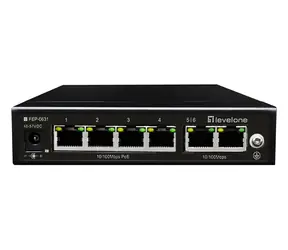 LevelOne FEP-0631 / Switch / 4x FE PoE+ / 2x FE / 60 W PoE / kovové provedení