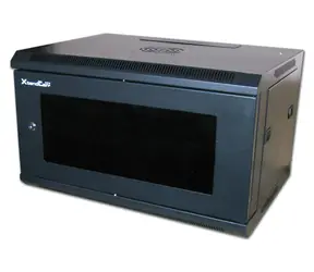 XtendLan Nástěnný rozvaděč 15U černý / Nástěnný rozvaděč / 19" / 600x600 mm / rozložený / skleněné dveře