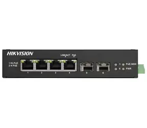 Hikvision DS-3T0506HP-E/HS / Switch / průmyslový / 4x Gb PoE (1x Hi-PoE) / 2x Gb SFP / 60W