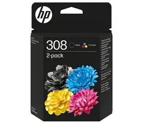 HP 308 2-pack / Inkoustová kazeta / černá + barevná / pro HP Envy 6110e, 6120e, 6122e