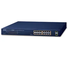 Planet GSW-1820HP / Switch / 16x Gigabit RJ45 / 2x SFP / PoE 802.3at 240W / VLAN