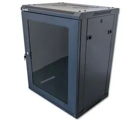 XtendLan Nástěnný rozvaděč 15U černý / Nástěnný rozvaděč / 19" / 600x450 mm / nosnost 60 kg / skleněné dveře