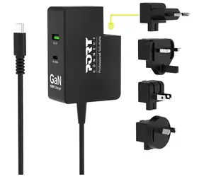 Port Connect GaN 100W PD černá / Nabíjecí adaptér / 2x USB-C / 1x USB-A