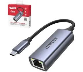 Unitek U1323A šedá / Síťová karta / USB-C / RJ-45 / 1000 Mbit/s