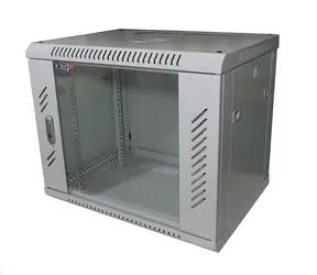 LEXI-Net 19" nástěnný rozvaděč 9U 600x450 šedý / Nástěnný rozvaděč / nosnost 60 kg / skleněné dveře / rozložený