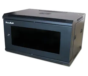 XtendLan 19" černá / Nástěnný rozvaděč / 9U / 600×450 mm / nosnost 60 kg / skleněné dveře