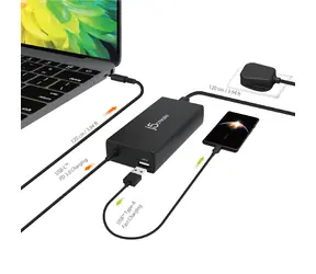 J5Create JUP2290C černá / Nabíječka / USB-C / 100 W / PD 3.0 / Kabel 1,2 m