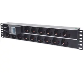 Intellinet PDU 19" 15x černá / PDU / Hliník / 2U / 16A / 3m kabel