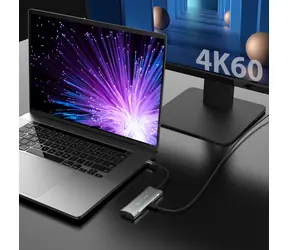 J5Create 4K60 Elite USB-C Mini Dock šedá / Dokovací stanice / USB4/TB4 kompatibilní / HDMI 4K/60Hz / RJ-45