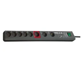 Brennenstuhl Secure-Tec šedá / Prodlužovací kabel / 8x zásuvka / přepěťová ochrana / 3 m / 16 A