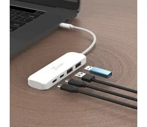 J5Create Eco-Friendly USB-C Hub bílá / USB hub / 4x USB-A + USB-C / recyklovaný plast