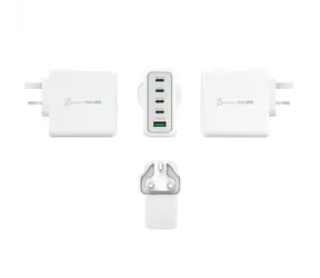 J5Create 100W GaN USB-C bílá / Síťová nabíječka / 5 portů / Power Delivery