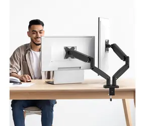 j5create Ergonomic Dual Monitor Mount černá / Držák monitorů / nosnost 16 kg / 17-32" / rotace 360°