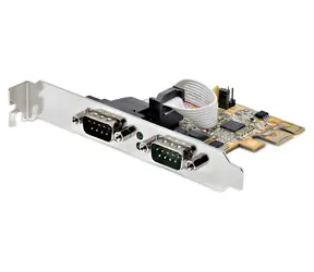 StarTech PCIe karta 2x sériový port žlutá / Řadič / PCIe / UART 16C1050 / čipset ASIX AX99100 / 5V/12V