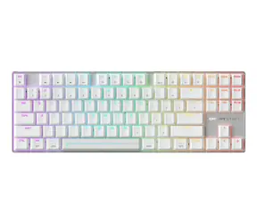 Cherry XTRFY MX 8.2 Pro TMR bílo-stříbrná / Herní klávesnice / TKL / magnetické spínače / US Int. layout / bezdrátová