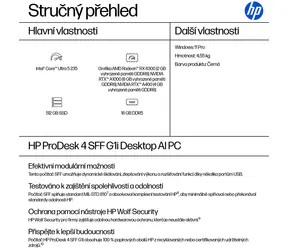 HP ProDesk 4 SFF G1i černá / Stolní počítač / Intel Core Ultra 5 235 / 16GB DDR5 / 512GB SSD / Intel Graphics / W11P
