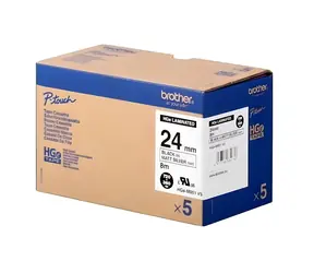 Brother HGe-M951V5 / Páska do popisovače / 24 mm x 8 m / černá na stříbrné / balení 5 ks